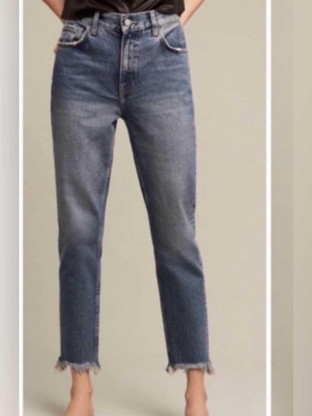 Anthropologie Pilcro & the Letterpress Slim Straight Mid Rise Raw Hem Jeans 28